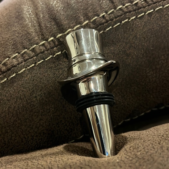 Ralph Lauren Finley Top Hat bottle stop stopper chrome new bar barware New Years - Picture 1 of 6